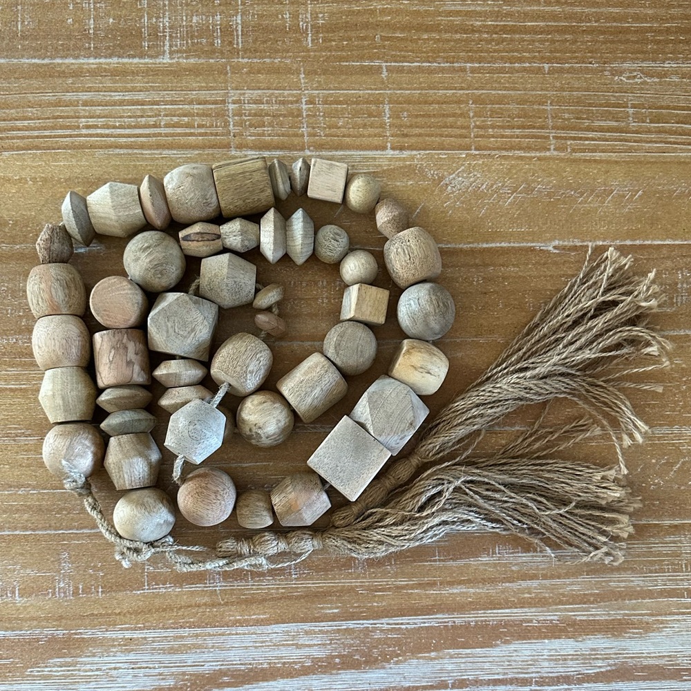 Studio McGee for Target Wood Bead Garland with Tassels